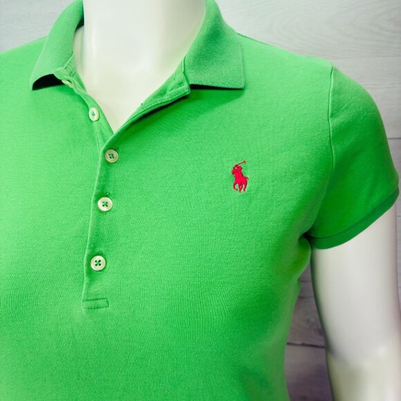 Ralph Lauren Green Polo Shirt Dress Women’s Large Preppy Casual Summer Cotton - Picture 6 of 13